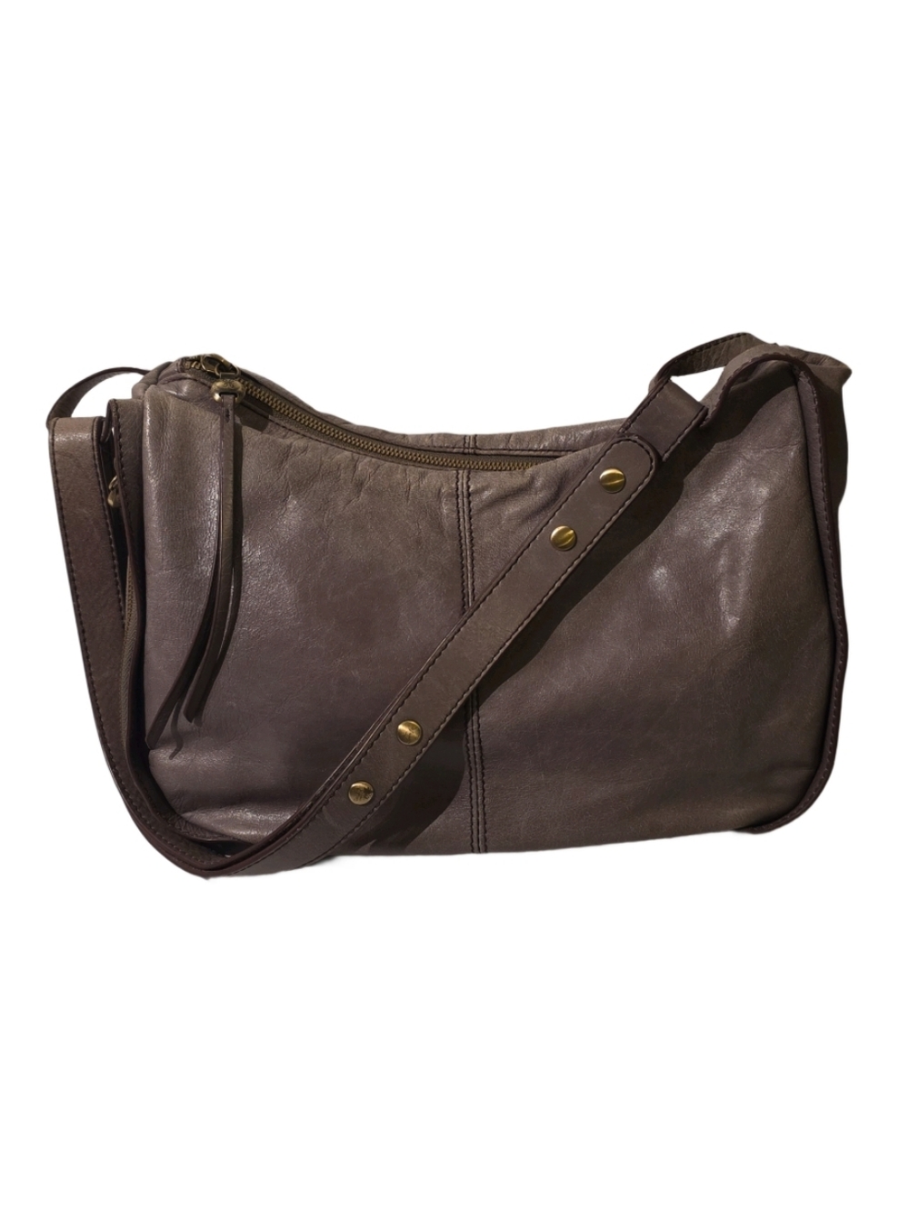 HOBO Dark Gray Leather Slouchy Hobo Bag Adjustable Strap